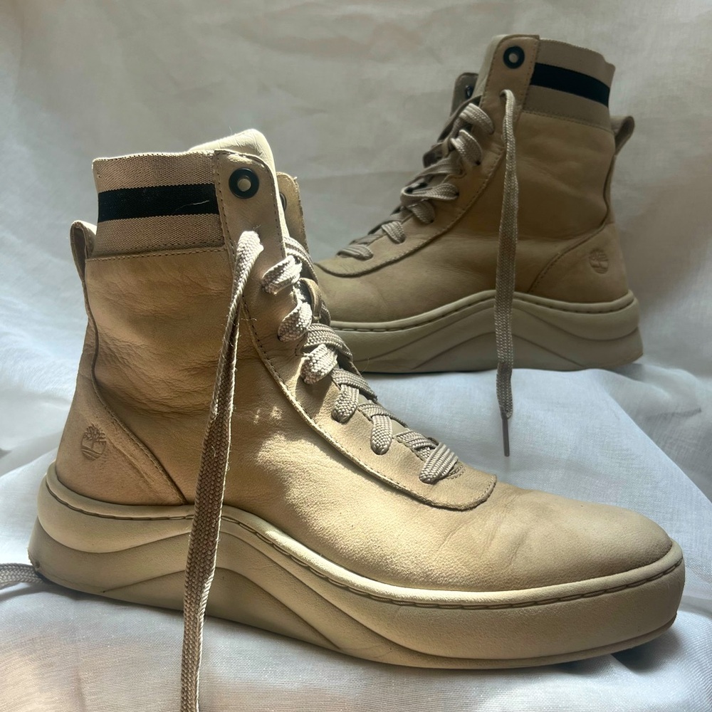 Timberland Womens Taupe Ruby Ann High Top Sneaker Tie-Closure US 9.5